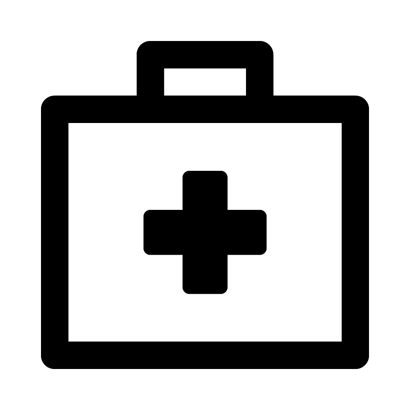 Pictograma de botiquín de primeros auxilios: un botiquín de primeros auxilios.