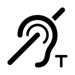 Pictograma de bucle magnético: una oreja atravesada por una línea y una letra ‘T’ mayúscula en la parte inferior derecha